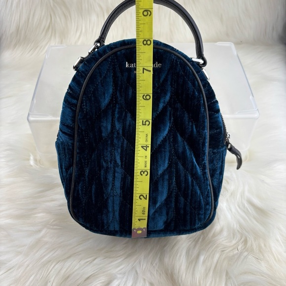 Kate Spade Briar Lane Quilted Crushed Velvet mini Midnight Blue Backpack - Picture 11 of 12